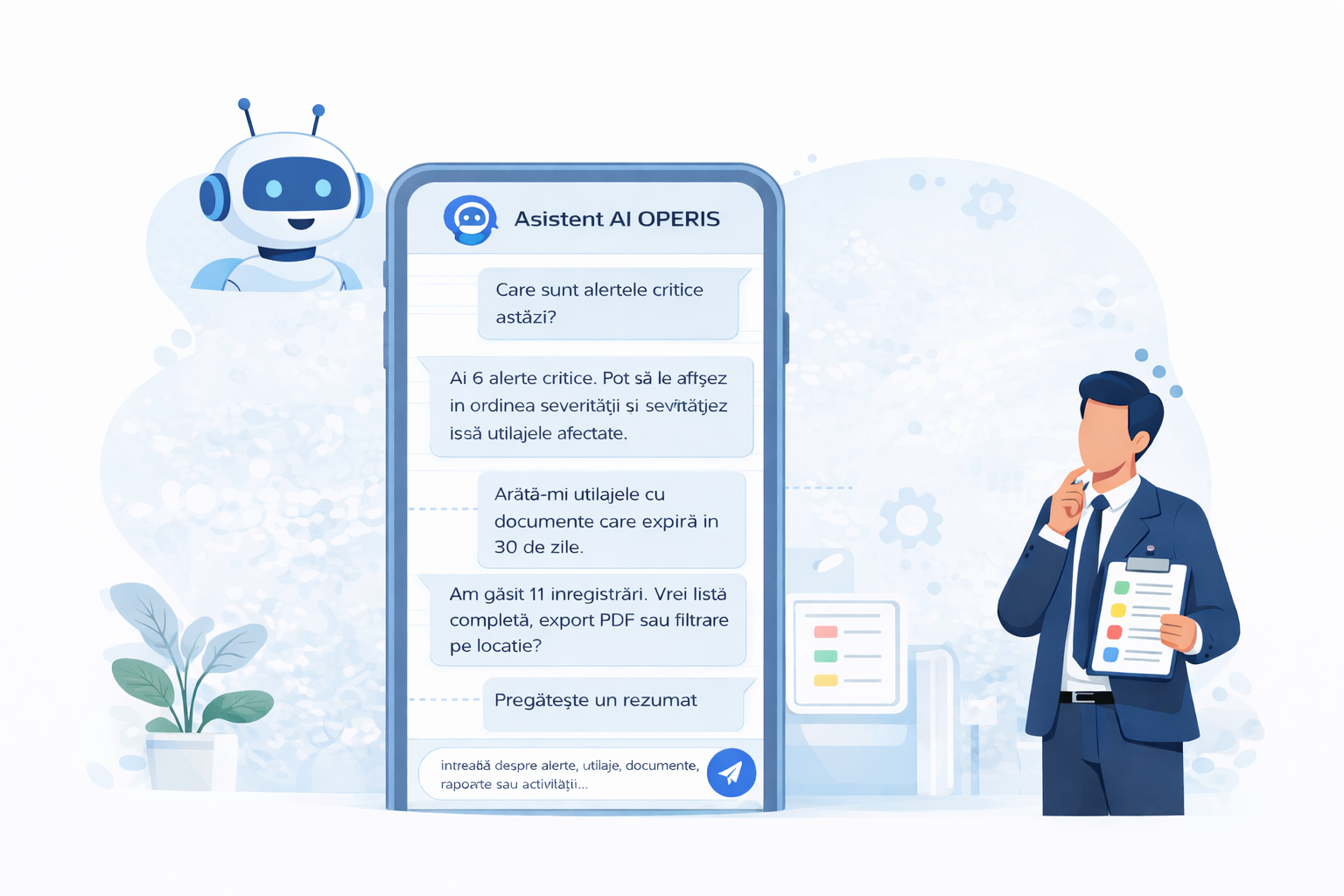 Exemplu vizual de chat AI OPERIS